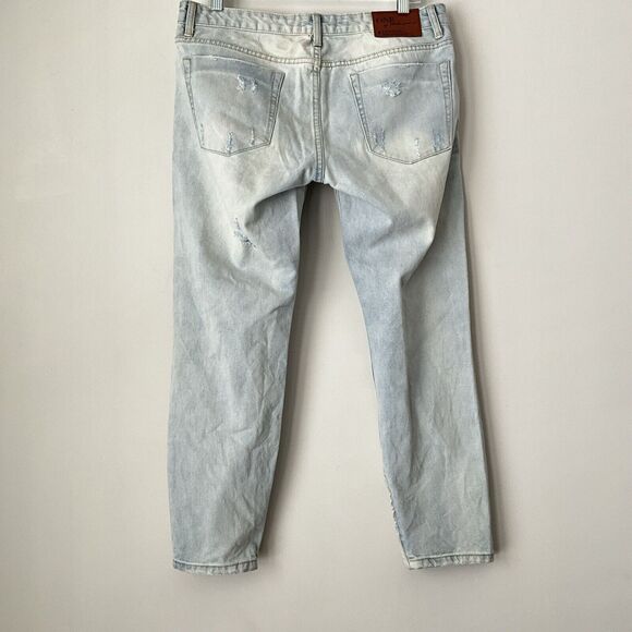 One X One Teaspoon Low Waist Short Jeans Rise Rigid Skinny Leg Light Blue 30 - Picture 2 of 10